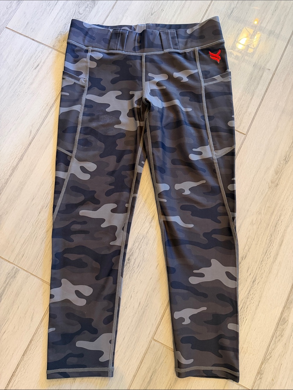 Gray Camo Women's tactical  Leggings with Pockets and belt loops